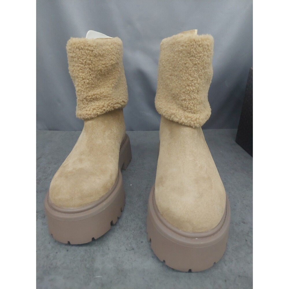 Steve Madden Platform Blizzard Boots Tan Suede With Fleece Cuff Size 7